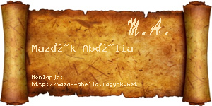 Mazák Abélia névjegykártya